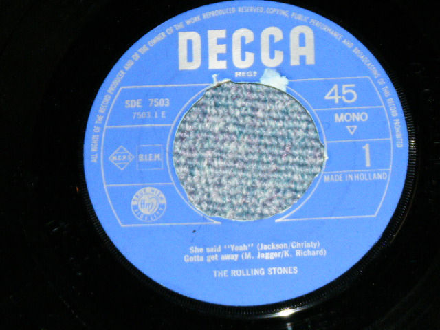 画像: THE ROLLING STONES - THE ROLLING STONES : SHE SAID YEAH ( 4Tracks EP : Ex-/Ex+ )  / 1965?  HOLLAND ORIGINAL Used 7"EP with PICTURE SLEEVE 