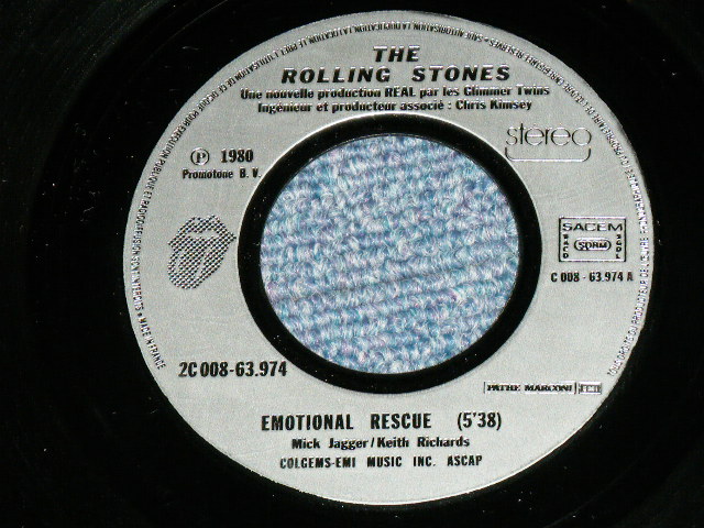 画像: The ROLLING STONES - EMOTIONAL RESCUE   ( TOP OPEN JACKET : Ex+,Ex/Ex++)  / 1980 FRANCE ORIGINAL  Used 7"Single  with PICTURE SLEEVE 