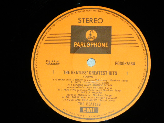 画像: THE BEATLES - THE BEATLES' GREATEST HITS VOL.2 ( Ex++,Ex/MINT-) / 1970's  AUSTRALIA 2nd Press? ORANGE LABEL ONE EMI Used LP