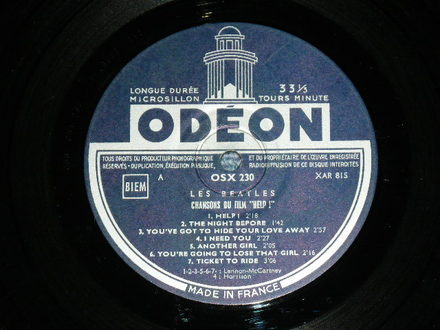 画像: THE BEATLES - chanson du film "HELP" ( BLUE LABEL : Ex++/Ex+++ ) / 196? FRANCE ORIGINAL  'BLUE'  LABEL  Used LP 