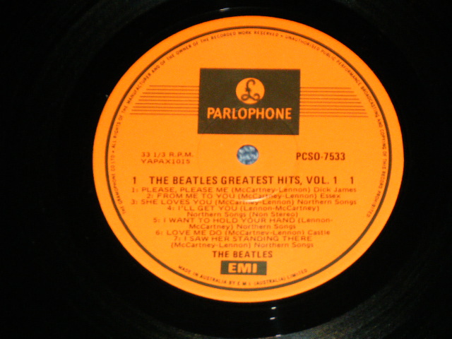 画像: THE BEATLES - THE BEATLES' GREATEST HITS VOL.1 ( Un-Glossy Jacket : Ex/MINT-) / 1970's  AUSTRALIA 2nd Press? ORANGE LABEL ONE EMI Used LP