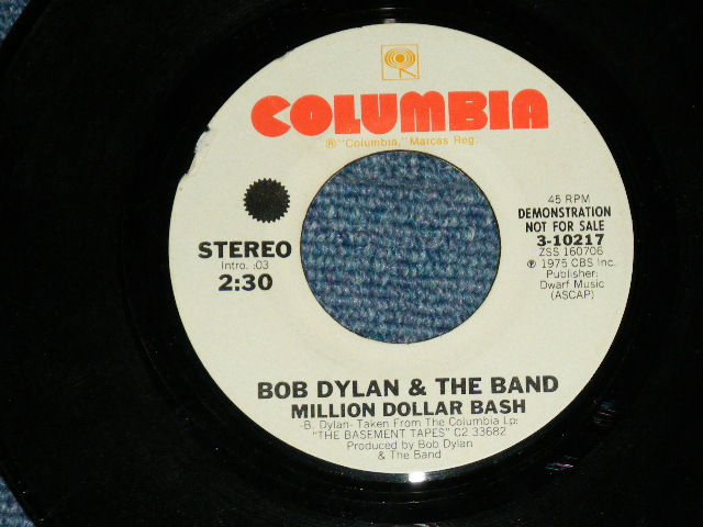 画像: BOB DYLAN & THE BAND - MILLION DOLLAR BASH  / 1975  US AMERICA ORIGINAL PROMO Only Same Flip MONO-STEREO Used 7"SINGLE