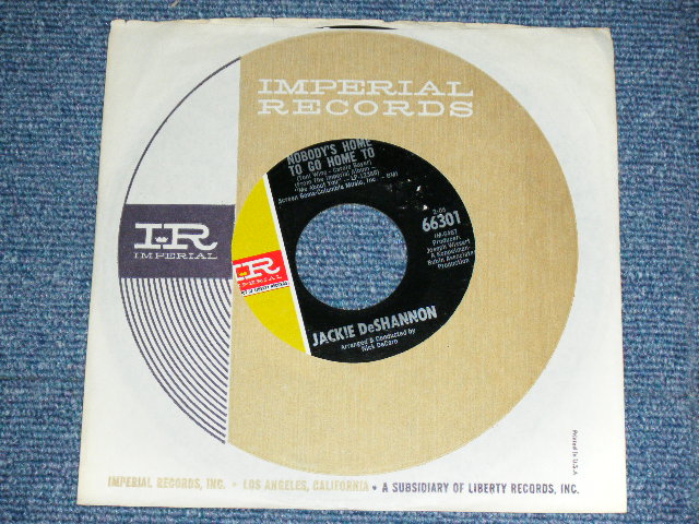 画像: JACKIE DeSHANNON  DE SHANNON  - NOBODY'S HOME TO HOME TO ( Ex+++/Ex+++ )  / 1968 USA ORIGINAL Used 7" Single 