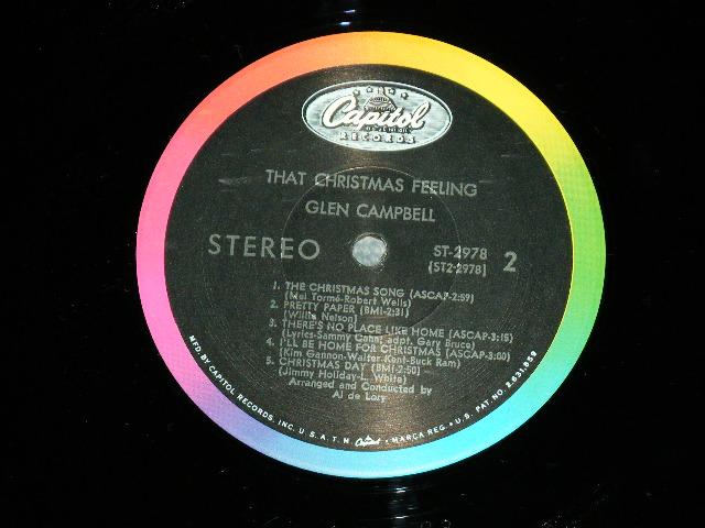 画像: GLEN CAMPBELL - THAT CHRISTMAS FEELING  / 1968 US AMERICA ORIGINAL "RAINBOW COLOR BAND Label"  STEREO  Used LP 