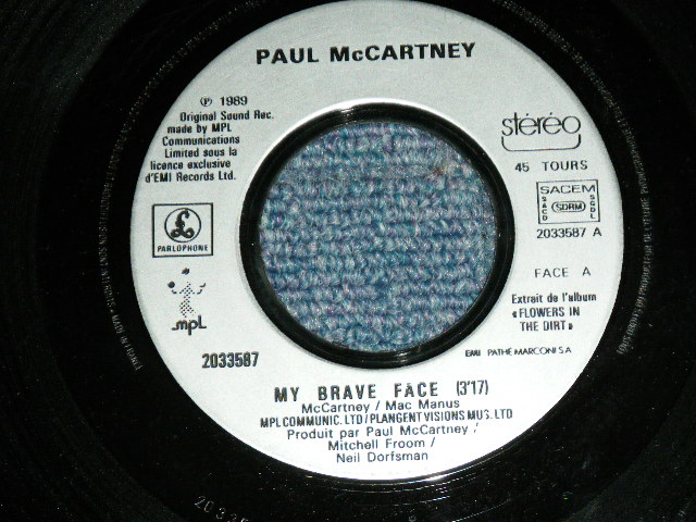 画像: PAUL McCARTNEY of THE BEATLES -  MY BRAVE FACE ( Ex+/Ex+++ ) / 1989  FRANCE ORIGINAL Used 7" Single  With PICTURE SLEEVE