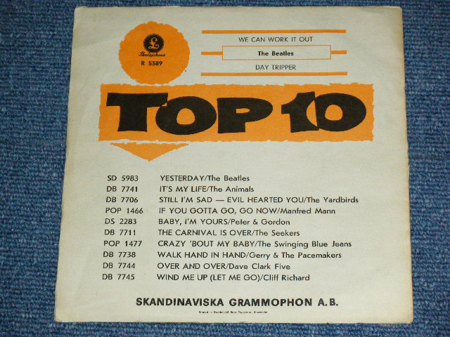 画像: THE BEATLES - WE CAN WORK IT OUT  ( Ex+/Ex++ ) / 1965 SWEDEN ORIGINAL 1st Press "RED Label" Used 7" Single With PICTURE SLEEVE 
