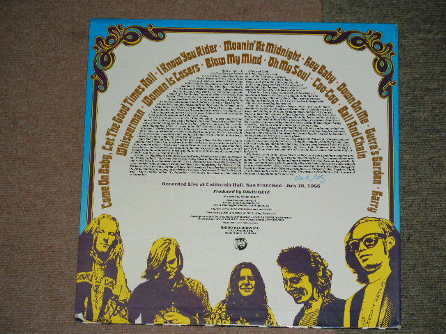 画像: BIG BROTHER & THE HOLDING COMPANY ( JANIS JOPLIN ) - LIVE ( RECORDED LIVE AT CALIFORNIA HALL, SAN FRANCISCO - July 28,1966 ) / 1984 US AMERICA ORIGINAL Used LP 