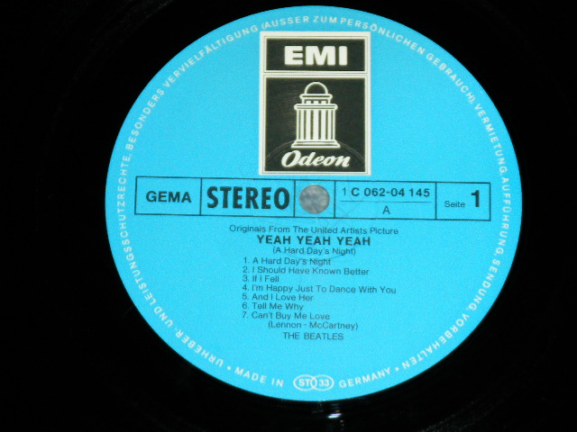 画像: THE BEATLES - YEAH! YEAH! YEAH! : A HARD DAYS NIGHT ( Ex//Ex+++  )  / 1970's GERMAN Reissue BLUE Label & TYPING Style Matrix # & "MADE IN GERMANY" Credit Used LP 