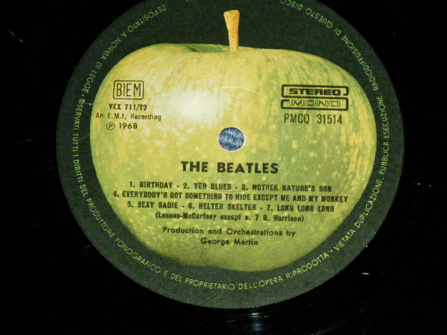 画像:  BEATLES  - THE BEATLES ( WHITE ALBUM : NO Inserts ) ( Matrix Number T2--14-11-68 )  /  1968 ITALY ORIGINAL TOP OPEN Jacket Used 2 LP's
