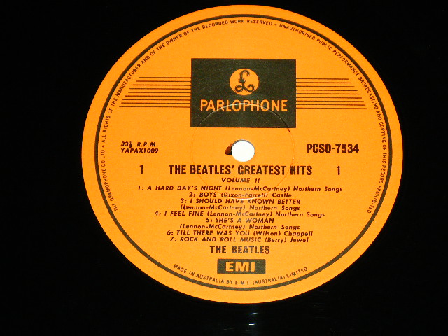画像: THE BEATLES - THE BEATLES' GREATEST HITS VOL.2 ( Ex++/MINT-) / 1970's  AUSTRALIA 2nd Press? ORANGE LABEL ONE EMI Used LP