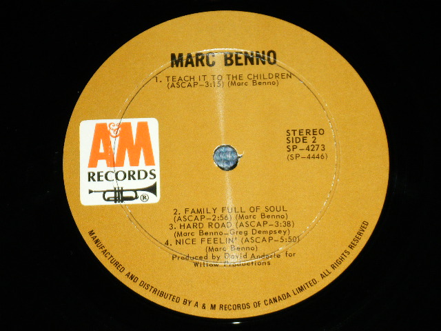 画像: MARC BENNO - MARC BENNO (On Guitar JERRY MCGEE of The VENTURES +BOOKER T.JONES+RY COODER +More ) ( Ex++/MINT- ) / 1970 CANADA ORIGINAL  Used LP 