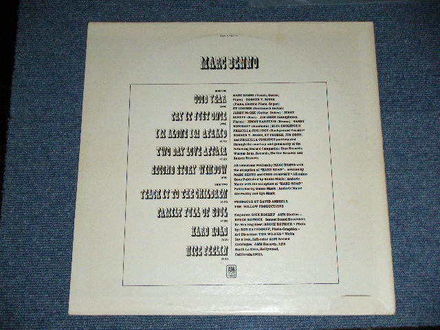 画像: MARC BENNO - MARC BENNO (On Guitar JERRY MCGEE of The VENTURES +BOOKER T.JONES+RY COODER +More ) ( Ex++/MINT- ) / 1972 US AMERICA 2nd Press Label  Used LP 