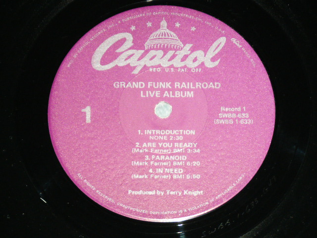 画像: GRAND FUNK RAILROAD GFR  LIVE ALBUM  ( With POSTER : PURPLE LABEL ) / Late 1970's US AMERICA REISSUE Used 2-LP  With POSTER