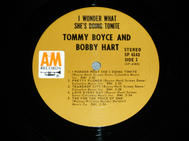 画像: TOMMY BOYCE & BOBBY HART ( BOYCE & HART ) -  I WONDER WHAT SHE'S DOING TONITE? ( on Guitar GERRY McGEE of The VENTURES+JOE OSBORNE & More : Ex++/MINT-  / 1968 US ORIGINAL  STEREO Used LP 
