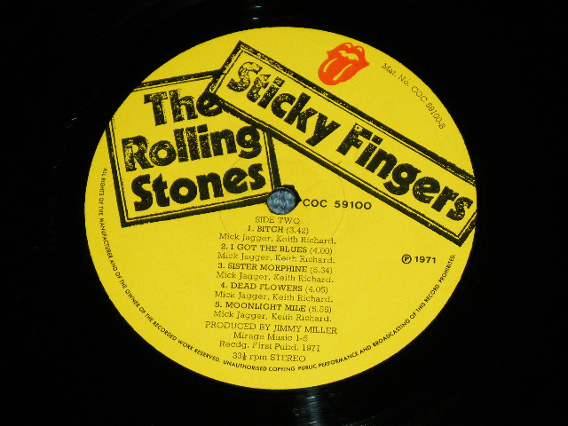 画像: The ROLLING STONES - STICKY FINGERS ( Matrix No. A4/B3 Ex+++/MINT- ) / 1971 UK ENGLAND  ORIGINAL "ZIPPER COVER" Used LP 