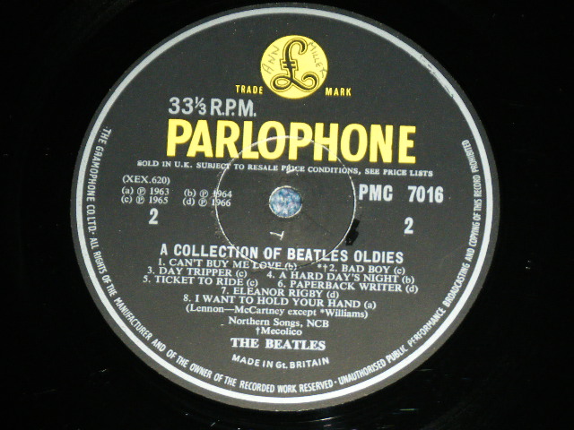 画像: THE BEATLES - A COLLECTION OF BEATLES OLDIES  ( Ex++/Ex++   / 1966 UK ENGLAND ORIGINAL 1st Press "Yellow Parlophone+The Gramophone Co.Ltd+Sold in UK+Matrix 1G&1G" MONO Used LP 