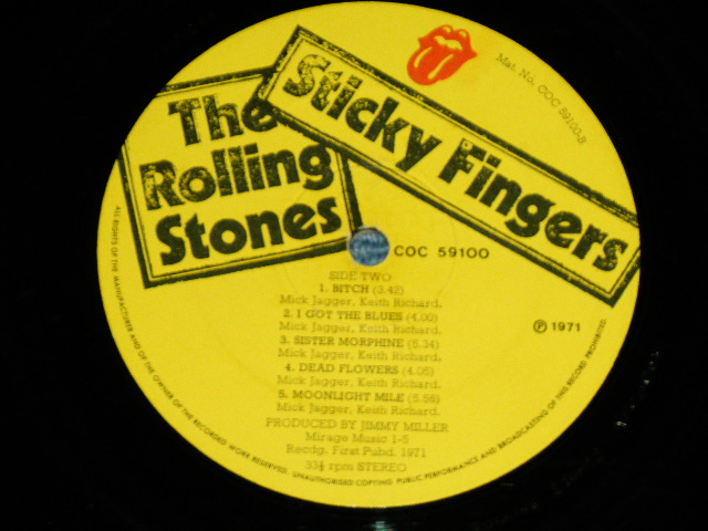 画像: The ROLLING STONES - STICKY FINGERS ( Matrix No. A3/B4 Ex+l/VG++ Jump ) / 1971 UK ENGLAND  ORIGINAL "ZIPPER COVER. WORKING" Used LP 