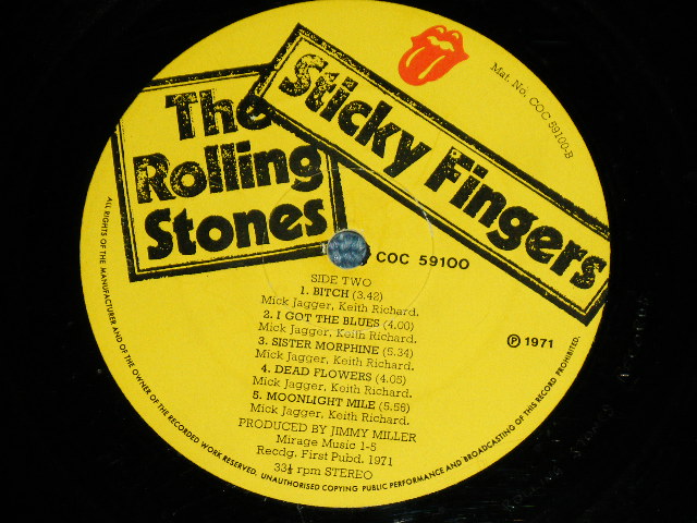 画像: The ROLLING STONES - STICKY FINGERS ( Matrix No. A4/B4 Ex/VG+++ ) / 1971 UK ENGLAND  ORIGINAL "ZIPPER COVER. WORKING" Used LP 