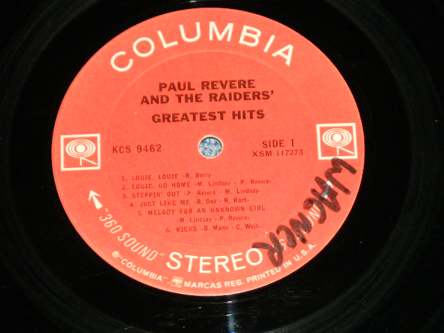 画像: PAUL REVERE & THE RAIDERS  ( Produced by TERRY MELCHER ) - GREATEST HITD ( With AUTOGRAPHED SIGN : With COLOR Booklet : VG++/Ex+ ) / 1967 US AMERICA ORIGINAL "360 SOUND" Label STEREO Used LP 