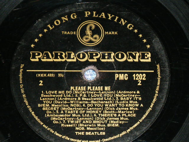 画像: THE BEATLES - PLEASE PLEASE ME (GOLD & BLACK Label) (1st Press "DICK JAMES MUS.CO.") (2nd Press FRONT COVER "Photos: Angus McBean" PLACE) (Matrix #A)XEX-421-1N  1 A B)XEX-421-1N  1 M) (Ex+++/Ex++) / 1963 UK ENGLAND ORIGINAL "GOLD PARLOPHONE Label" MONO Used LP