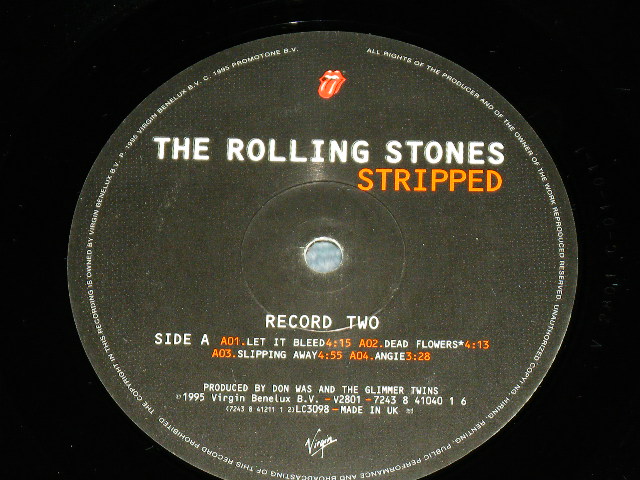 画像: ROLLING STONES - STRIPPED (Ex+++/Ex+++ )  / 1995 UK  ORIGINAL Used  LP