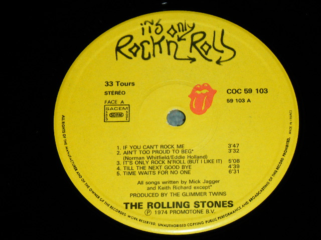 画像:  THE ROLLING STONES - IT'S ONLY ROCK N' ROLL   ( Ex+/MINT- ) / 1974 AUSTRALIA ORIGINAL 1st Issued Used LP 