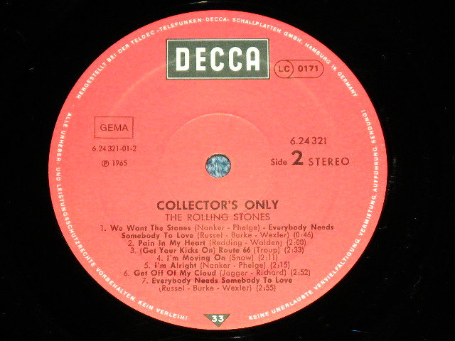 画像: ROLLING STONES - COLLECTOR'S ONLY ( Ex+++/MINT- )  /  1980 GERMAN GERMANY ORIGINAL Used LP 