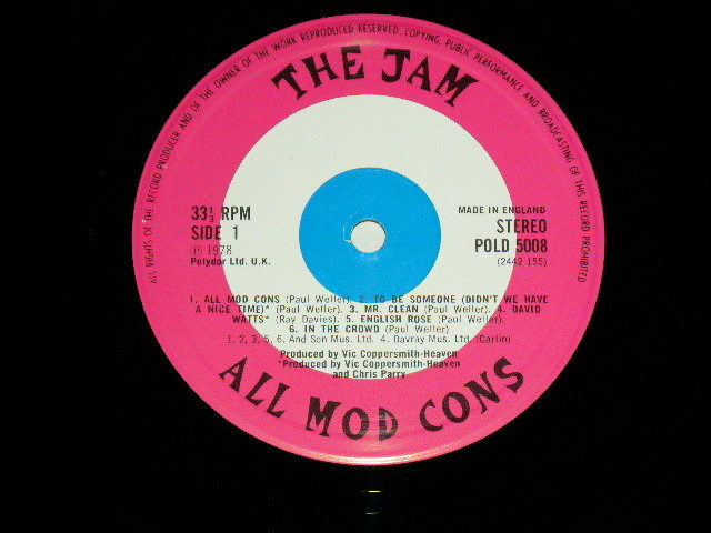 画像: THE JAM - ALL MOD CONS ( Ex++/MINT- )    / 1978 UK ENGLAND ORIGINAL Used LP 