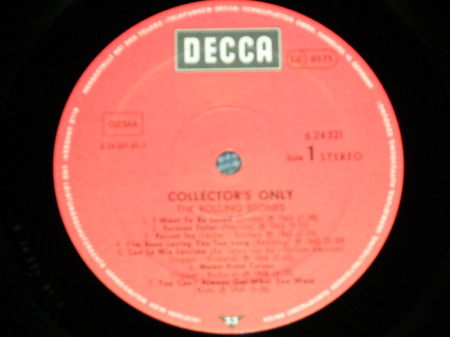 画像: ROLLING STONES - COLLECTOR'S ONLY ( Ex+++/MINT- )  /  1980 GERMAN GERMANY ORIGINAL Used LP 