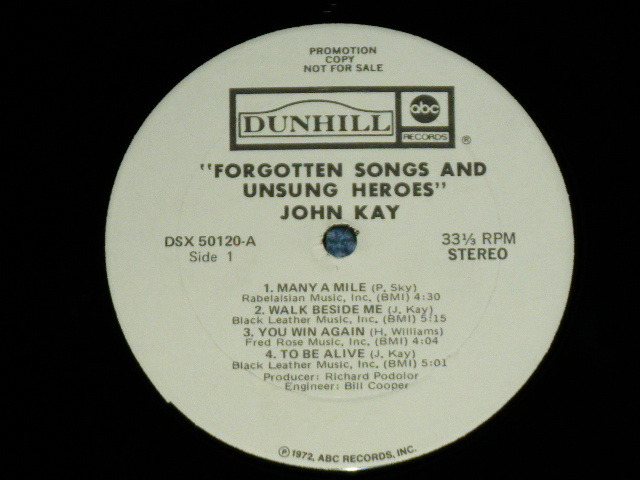 画像: JOHN KAY (STEPPENWOLF) - LONE STEPPENWOLF (Ex++/MINT-) / 1987 US AMERICA ORIGINAL "PROMO" Used LP 