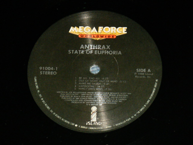 画像: ANTHRAX  - STATE OF EUPHORIA / 1988 US AMERICA ORIGINAL Used LP 