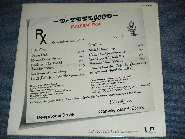 画像: DR.FEELGOOD - MALPRACTICE( MINT-/ MINT- ) /  1975 UK ENGLAND ORIGINAL Used LP 