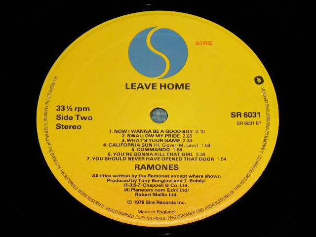 画像: RAMONES  -  LEAVE HOME ( with "BABY SITTER" version : Ex++/MINT- ) / 1976 UK ENGLAND  ORIGINAL Used LP 