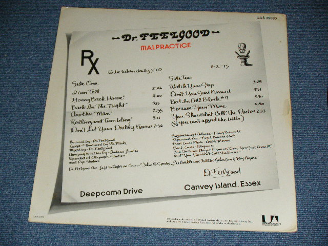 画像: DR.FEELGOOD - MALPRACTICE( Ex++/ MINT- ) /  1975 UK ENGLAND ORIGINAL Used LP 