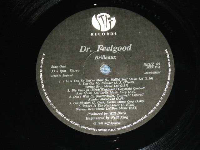 画像: DR.FEELGOOD - BRILLEAUX ( Ex++/MINT- ) /  1985 UK ENGLAND ORIGINAL Used LP 