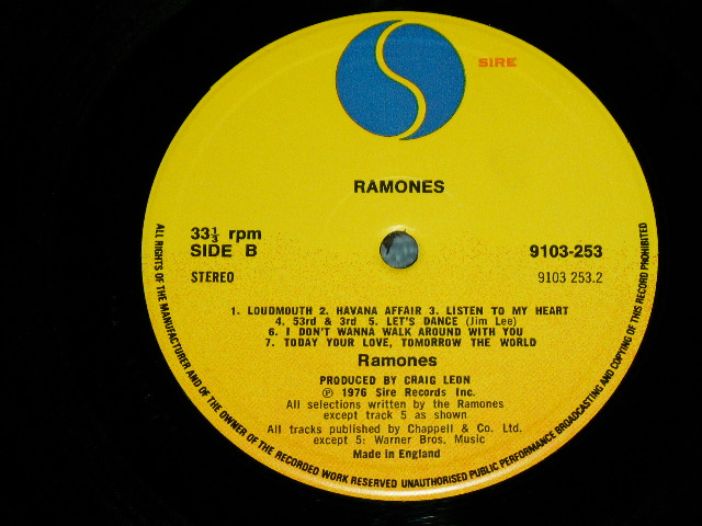 画像: RAMONES  -  RAMONES ( Ex++/MINT- ) / 1976 UK ENGLAND  ORIGINAL Used LP 