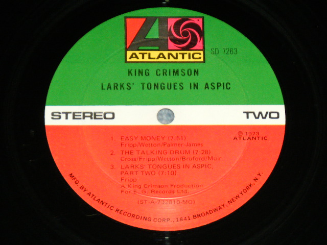 画像: KING CRIMSON  - LARK'S TONGUES IN ASPIC ("1841 BROADWAY": Ex++/Ex++ , Matrix No.A) STA-732809-BB / B)STA-732810-B ) / 1973 US AMERICA ORIGINAL Used LP 