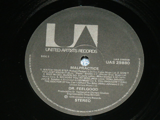 画像: DR.FEELGOOD - MALPRACTICE( Ex+++/ MINT- ) /  1975 UK ENGLAND ORIGINAL Used LP 