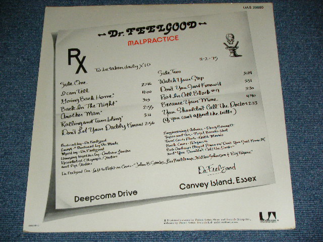 画像: DR.FEELGOOD - MALPRACTICE( Ex+++/ Ex+++ ) /  1975 UK ENGLAND ORIGINAL Used LP 