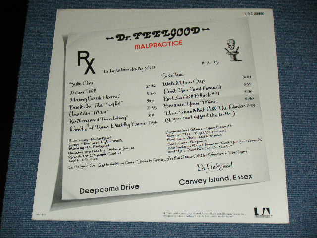 画像: DR.FEELGOOD - MALPRACTICE( Ex+++/ MINT- ) /  1975 UK ENGLAND ORIGINAL Used LP 