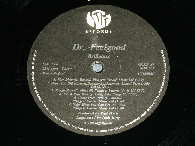 画像: DR.FEELGOOD - BRILLEAUX ( Ex+++/MINT- ) /  1985 UK ENGLAND ORIGINAL Used LP 