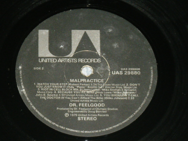 画像: DR.FEELGOOD - MALPRACTICE( Ex+++/ Ex+++ ) /  1975 UK ENGLAND ORIGINAL Used LP 
