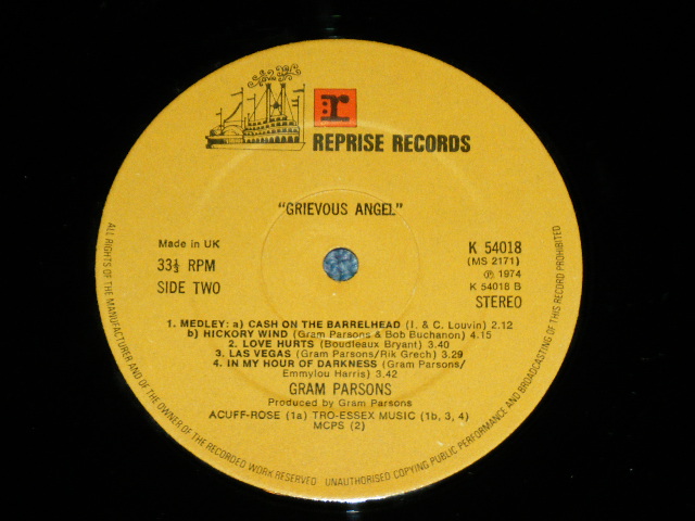 画像: GRAM PARSONS - GRIEVOUS ANGEL   ( Ex++/ MINT- ) /  1974 UK ENGLAND ORIGINAL Used LP 