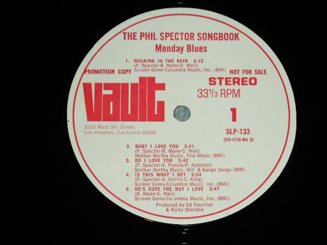 画像: MONDAY BLUES - THE PHIL SPECTOR SONGBOOK ( Ex/Ex+++  ) / 1970 US AMERICA ORIGINAL White bLabel PROMO  Used LP 