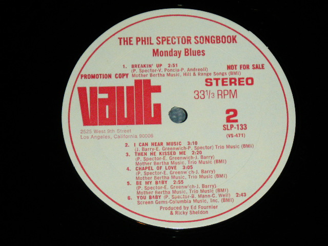 画像: MONDAY BLUES - THE PHIL SPECTOR SONGBOOK ( Ex/Ex+++  ) / 1970 US AMERICA ORIGINAL White bLabel PROMO  Used LP 