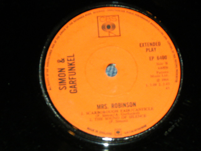 画像: SIMON & GARFUNKEL - MRS. ROBINSON / 19668 UK ENGLAND ORIGINAL Used 4 tracks 7" inch EP With PICTURE SLEEVE 