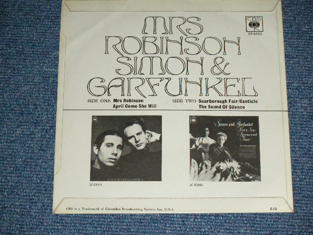 画像: SIMON & GARFUNKEL - MRS. ROBINSON / 19668 UK ENGLAND ORIGINAL Used 4 tracks 7" inch EP With PICTURE SLEEVE 
