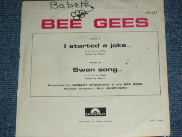 画像: BEE GEES - I STARTED A JOKE  / 1968 FRANCE FRENCH  ORIGINAL Used 7"Single with PICTURE SLEEVE 