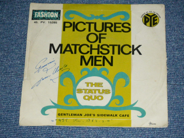 画像: The STATUS QUO  - PICTURES OF MATCHSTICK MEN  / 1968 FRANCE FRENCH  ORIGINAL Used 7"Single with PICTURE SLEEVE 