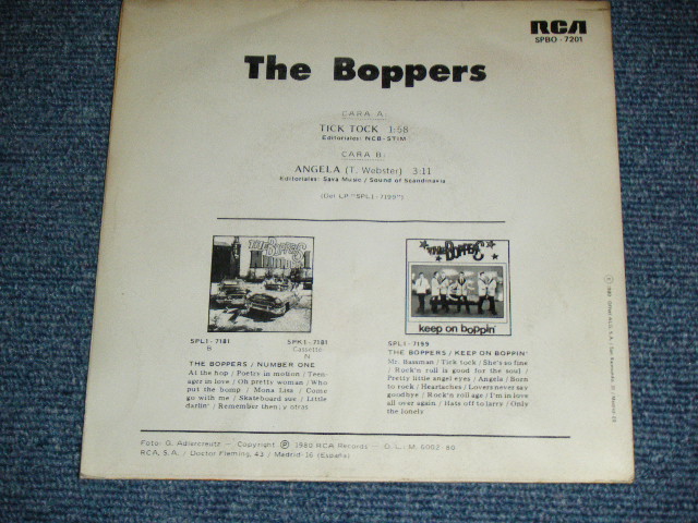 画像: THE BOPPERS - TICK TOCK ( Ex/Ex++ )  / 1980 SPAIN ORIGINAL Used 7" Single